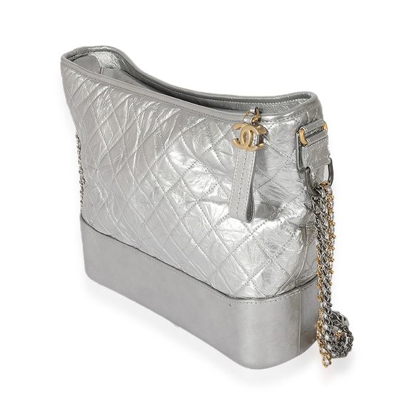 Chanel Silver Quilted Aged Calfskin Large Gabrielle Hobo - Picture 2 of 6